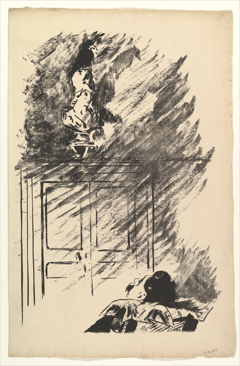 Pallas büstüne tünemiş. Edgar Allan Poe