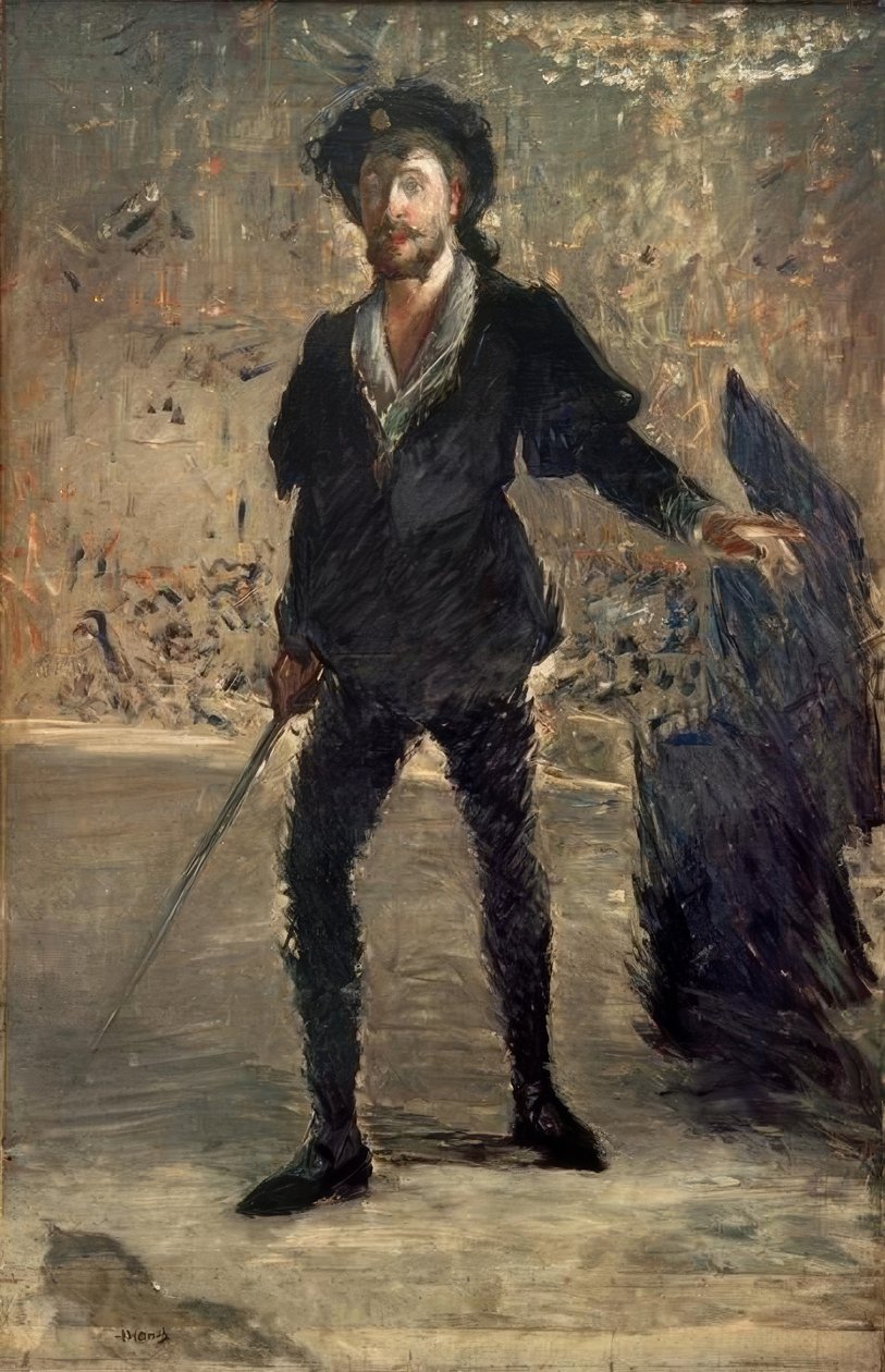 Hamlet rolünde Faure portresi by Édouard Manet
