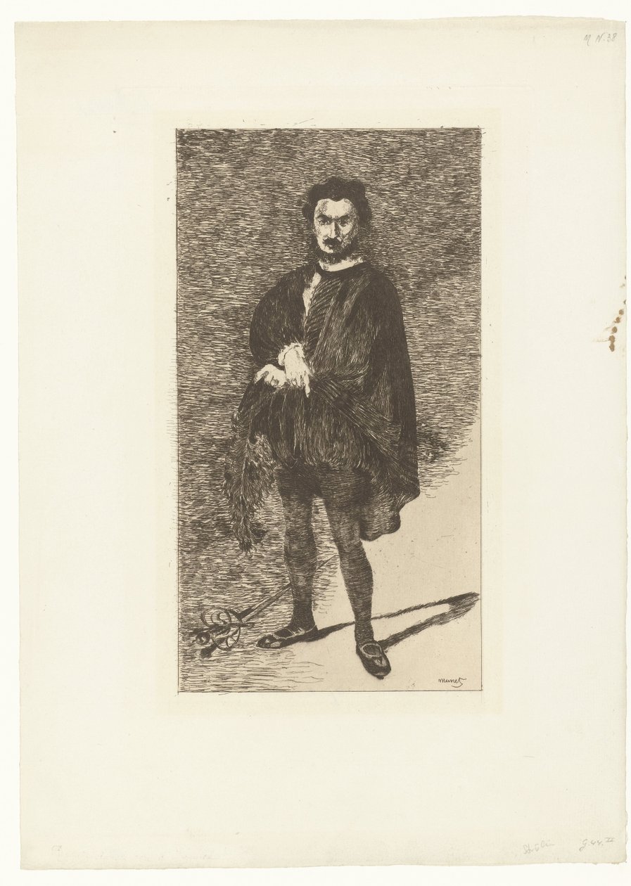 Portret van oyuncusu Philibert Rouvière de rol van Hamlet