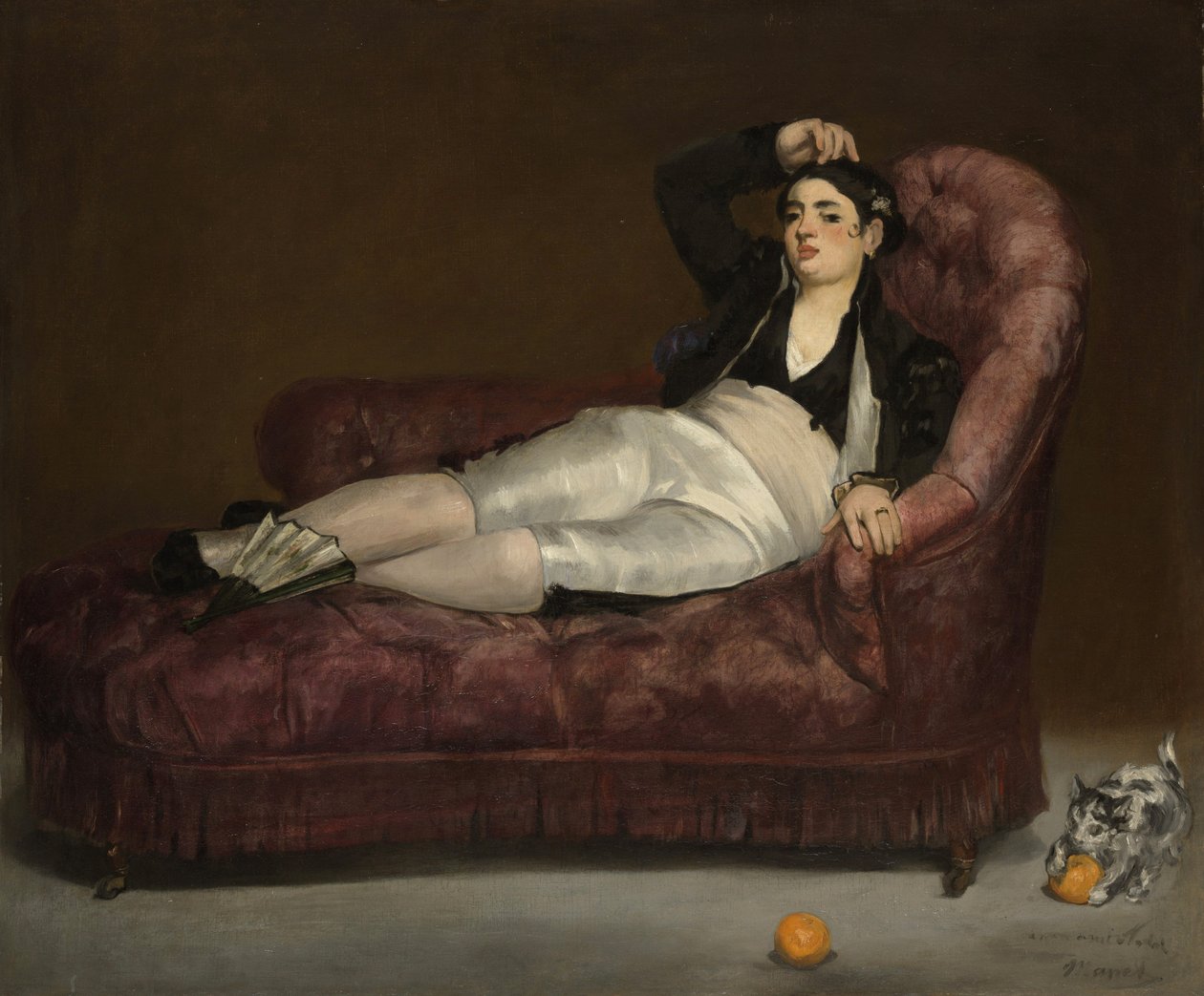 İspanyol kostümlü uzanmış genç kadın by Édouard Manet