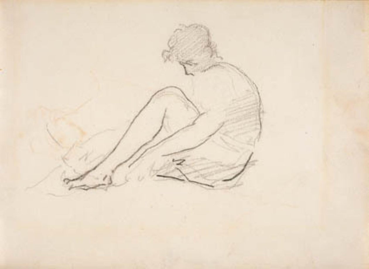 Oturan kadın (Bir erkeğin kafasının hafif bir çizimi) by Édouard Manet