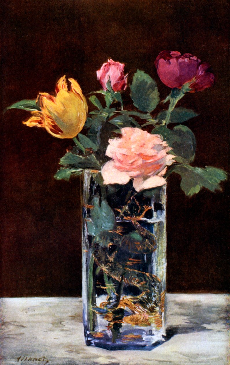 Ejderha vazoda güller ve laleler ile natürmort, 1882 1931. by Édouard Manet