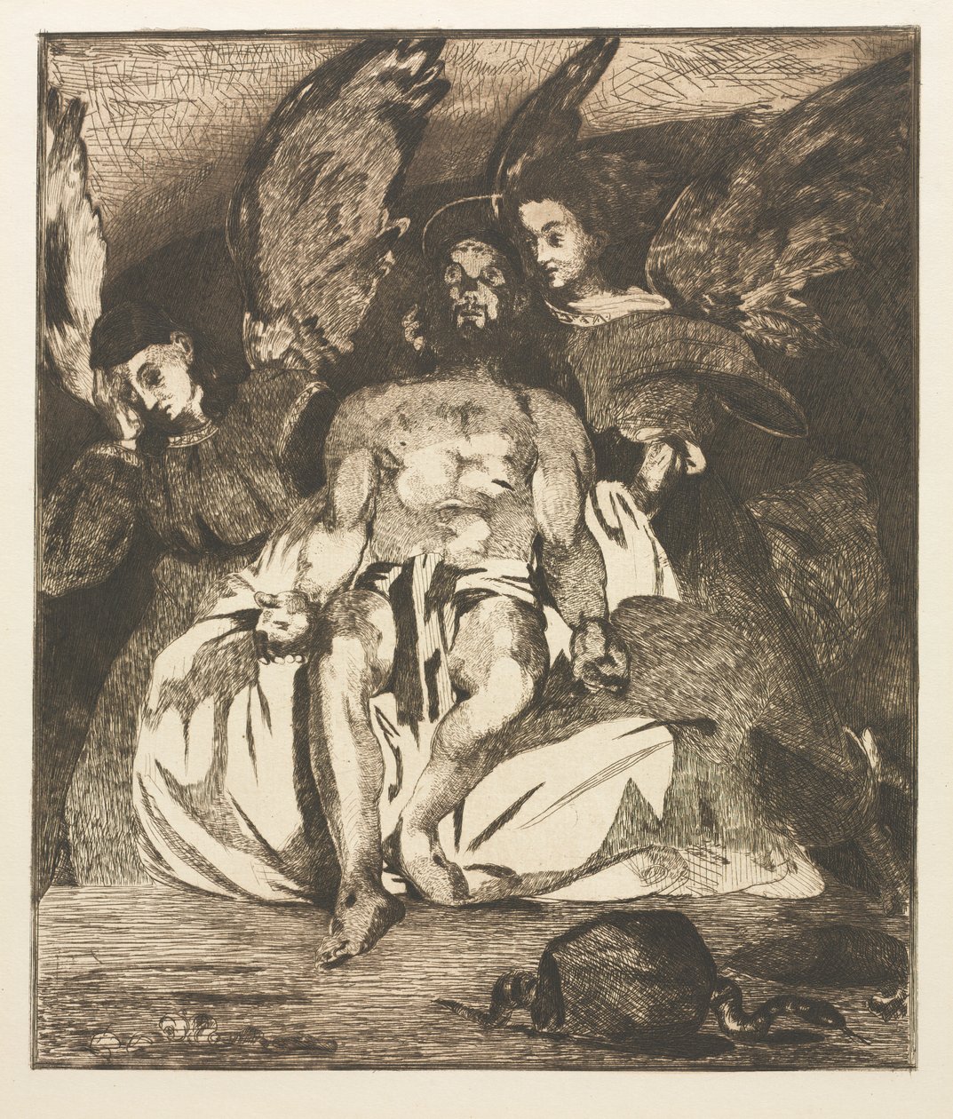 Meleklerle Ölü İsa, 1866-1867. by Édouard Manet