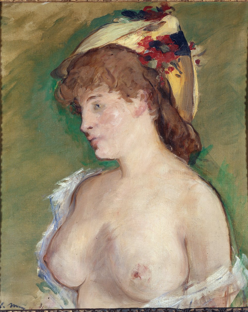 Üstsüz sarışın - tuval üzerine yağlıboya by Édouard Manet