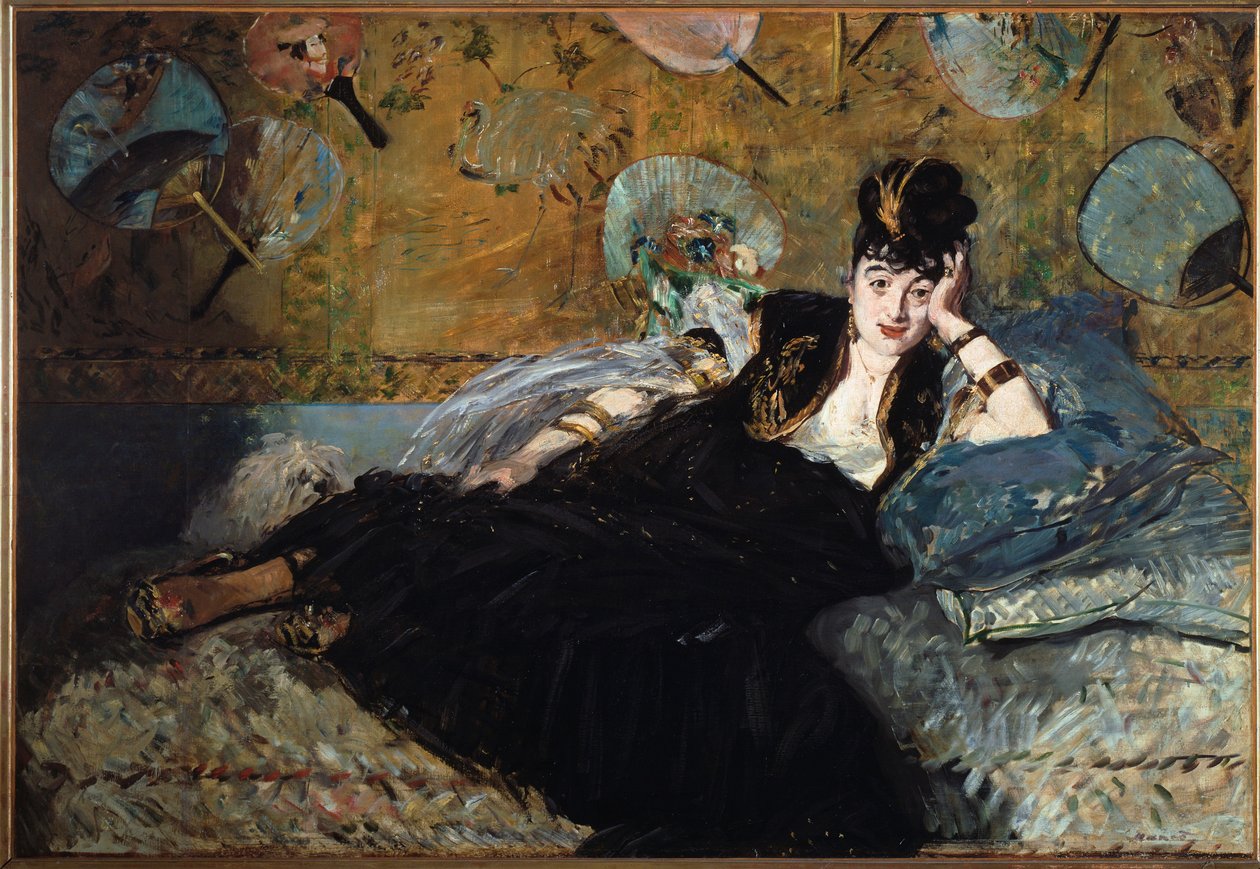 Kuyruklardaki bayan, Nina de Callias -1873. Tuval üzerine yağlıboya by Édouard Manet