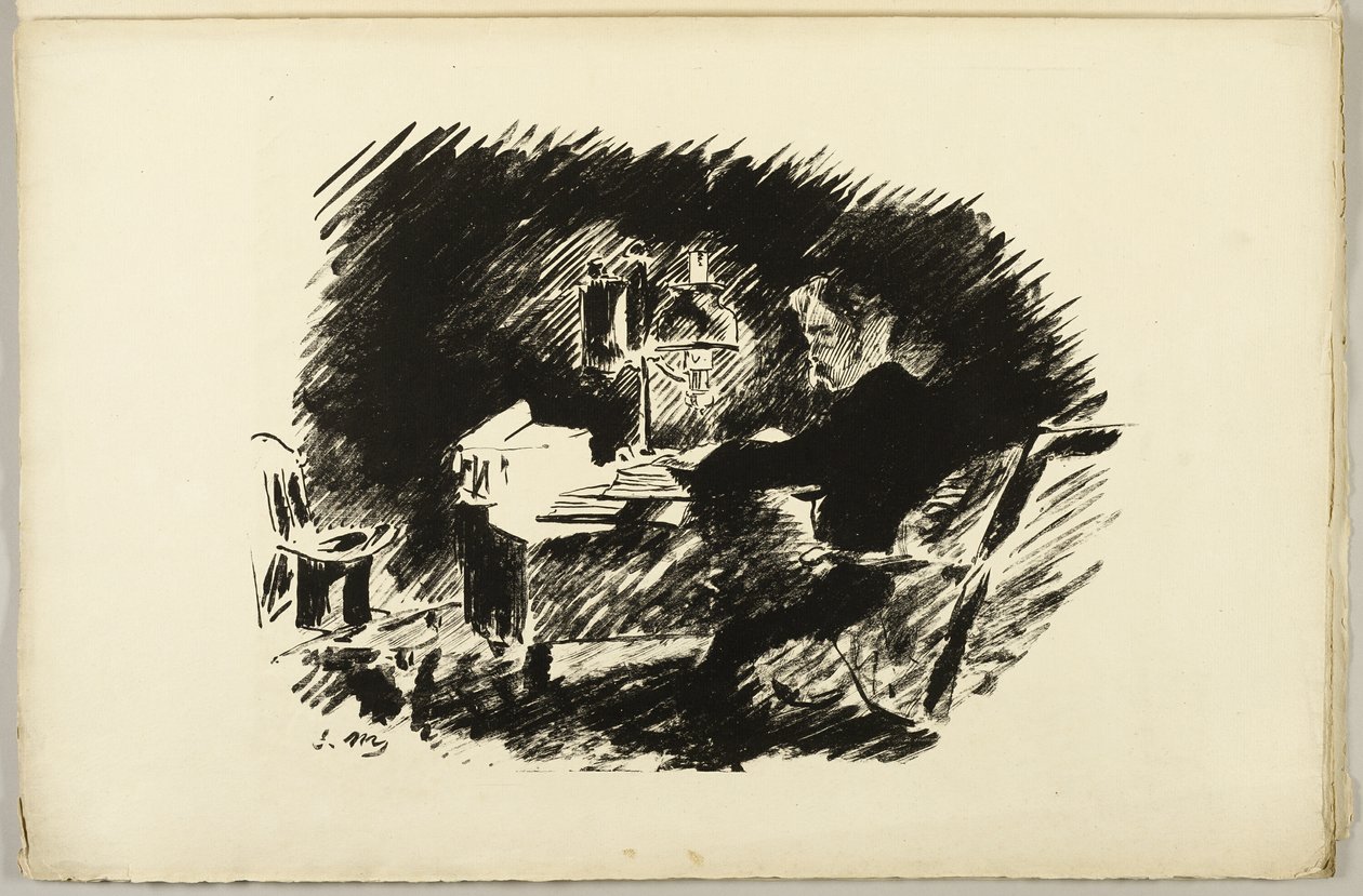 Lambanın Altında ("Bir zamanlar gece yarısı kasvetli..."), The Raven'dan (Le Corbeau) by Édouard Manet