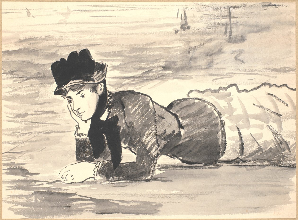 Sahilde yatan kadın. Annabel Lee by Édouard Manet
