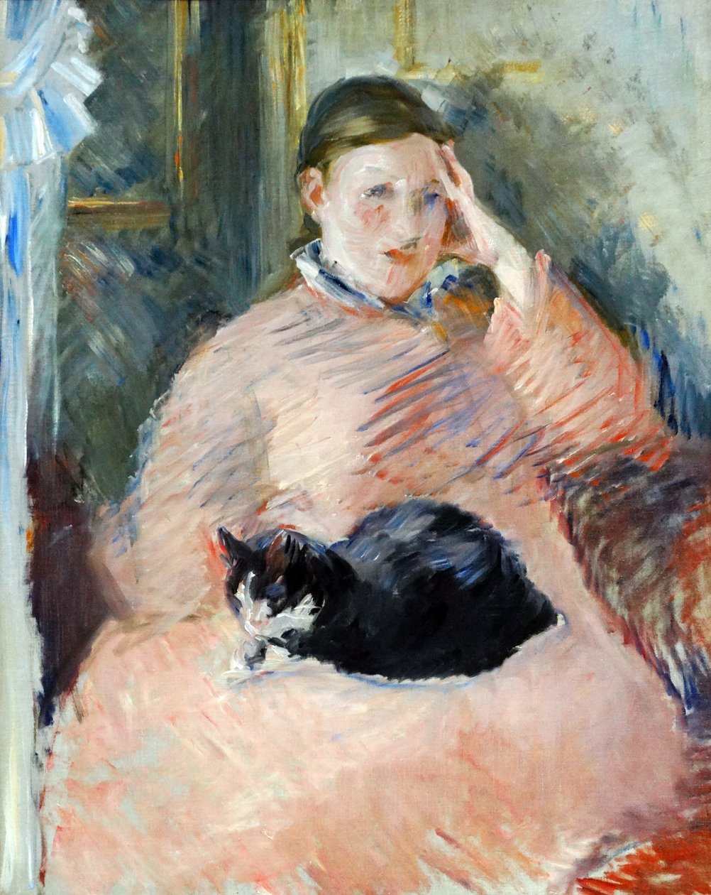 Fransız İzlenimci sanatçı Edouard Manet tarafından 1880-2 dolaylarında Kedili Kadın by Édouard Manet