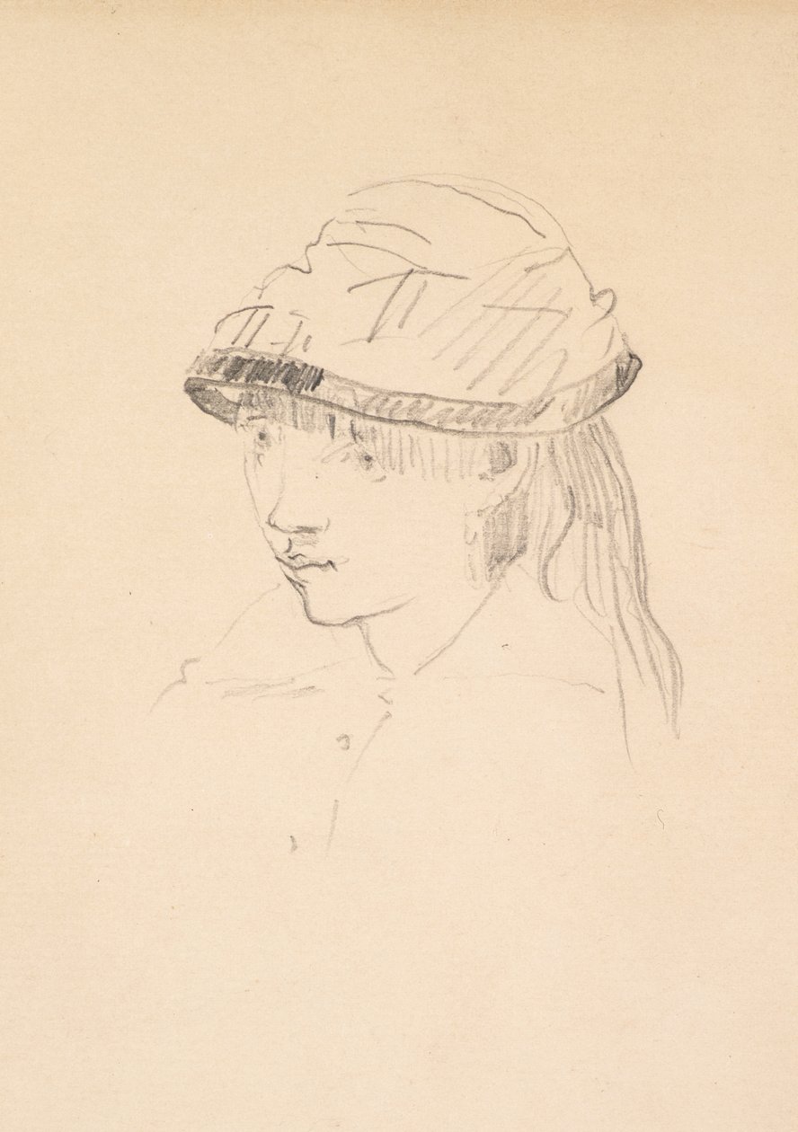 Umukobwa ukiri muto muri Round Hat, 1878-79 (igishushanyo ku mpapuro) by Édouard Manet