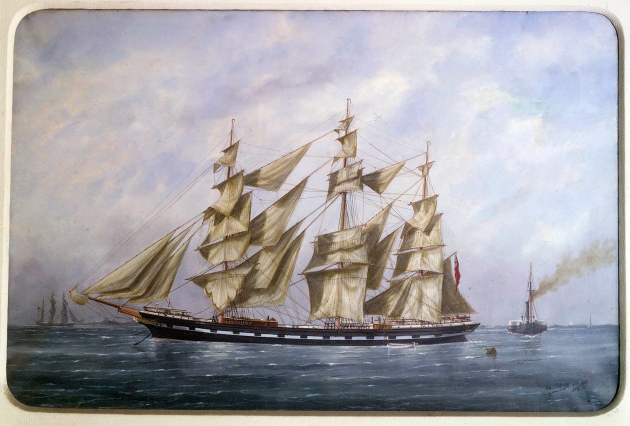 Rossdhu, kuru yelkenli üç İngiliz matı Suluboya, Edouard Adam (1847-1929) 1882 Paris, Musee de la Marine by Edouard Marie Adam