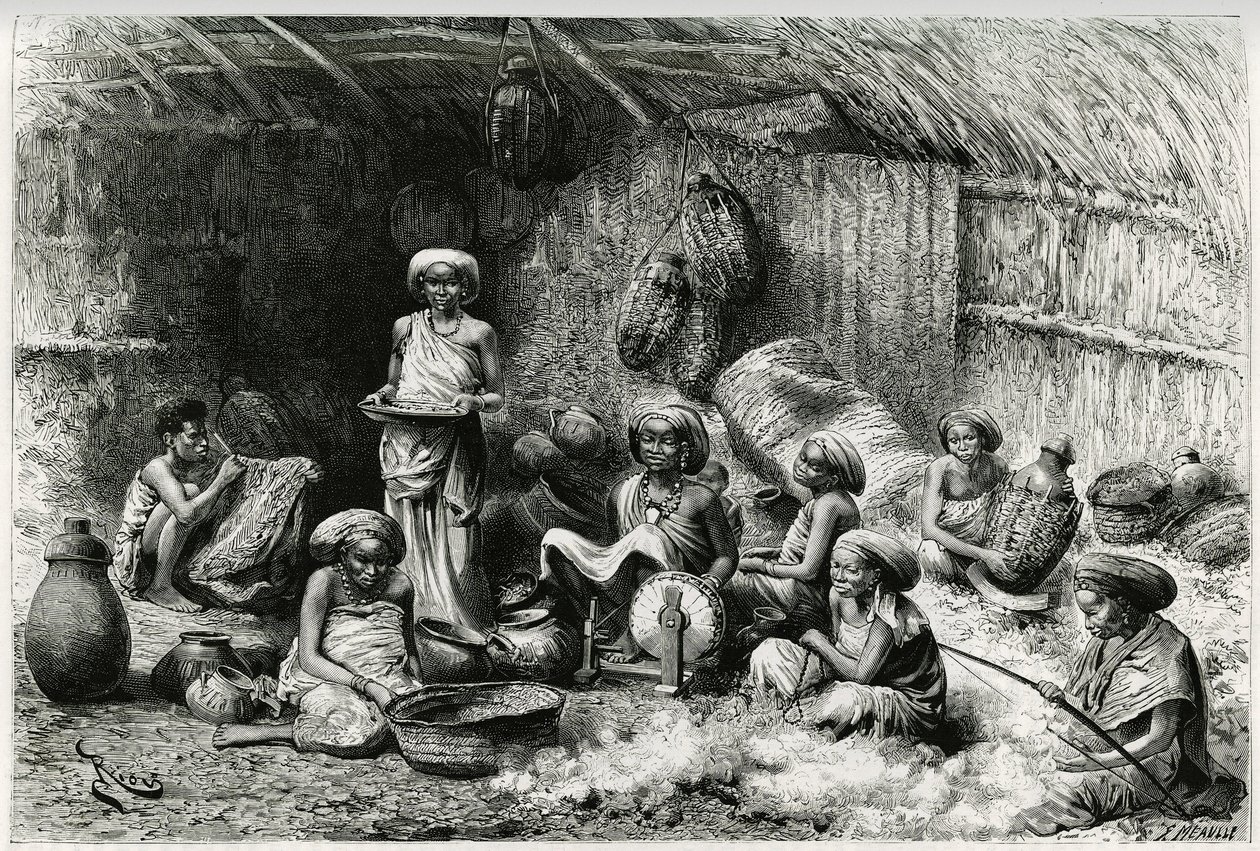 Gobrons Şeyhinin gözdesi olan bir öğleden sonra, kadın aktiviteleri: nakış ve iplik yünü, hasır ve çömlek. 1882-1883