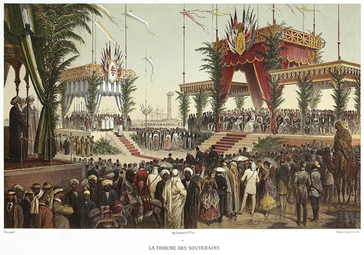 Süveyş Kanalı. Egemenlerin Tribünü, 1869. by Edouard Riou