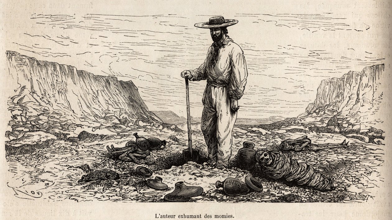 Paul Marcoy exhumant des mummies İnkalar (Bas Peru), E.Riou