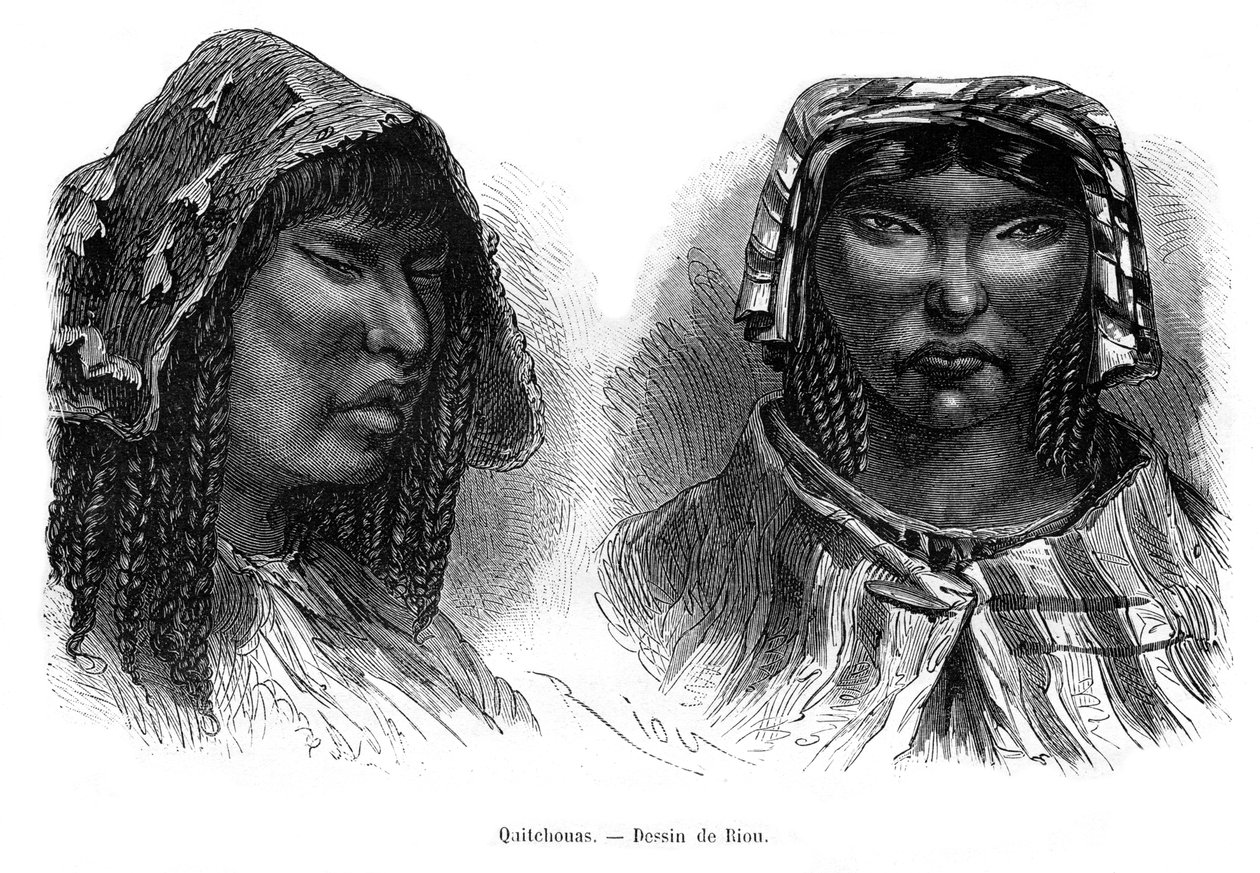 Quichua Kızılderilileri, Güney Amerika, 19. yüzyıl by Edouard Riou