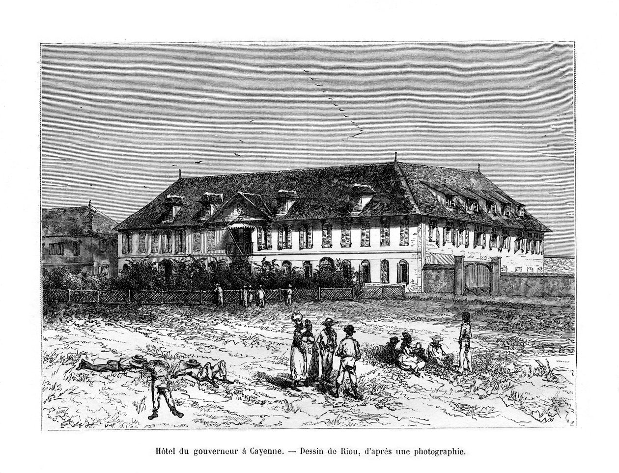Vali Konağı, Cayenne, Fransız Guyanası, Güney Amerika, 19. yüzyıl by Edouard Riou