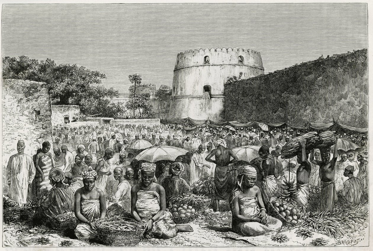 Zanzibar (Tanzanya) meyve pazarı. 1882-1883