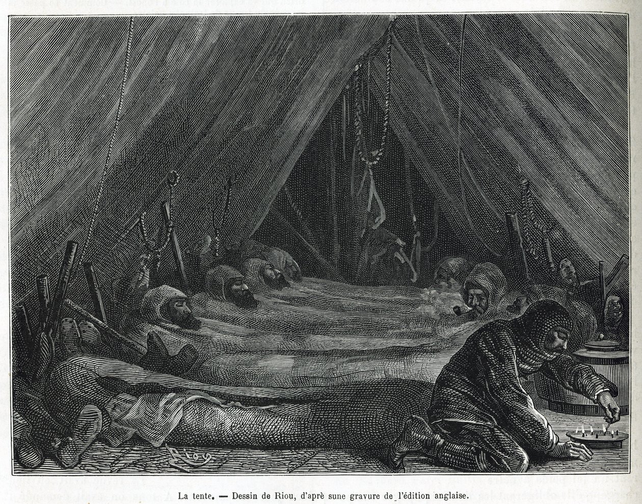 Buz kütlesi üzerindeki çadırın içi, Riou tarafından 1875-1876