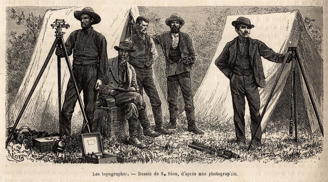 Amerikan jeolojik misyonunun materyalleriyle topograf ekibi, F.Riou