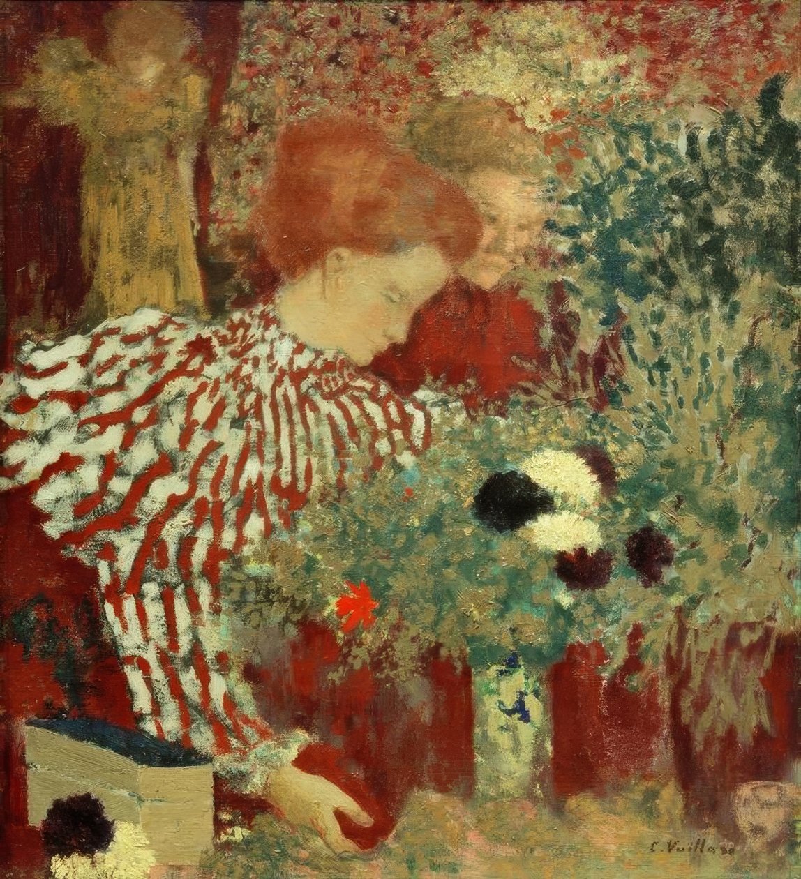 çizgili elbiseli kadın by Edouard Vuillard