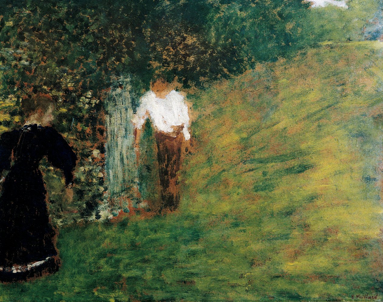 Erkek ve kadın bir ağacın yanında by Edouard Vuillard