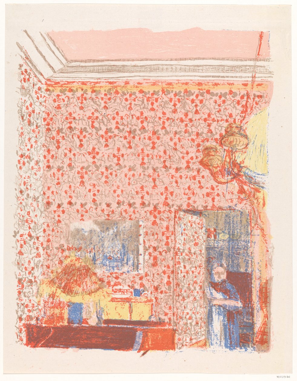 Pembe perdeli iç mekan ben by Edouard Vuillard