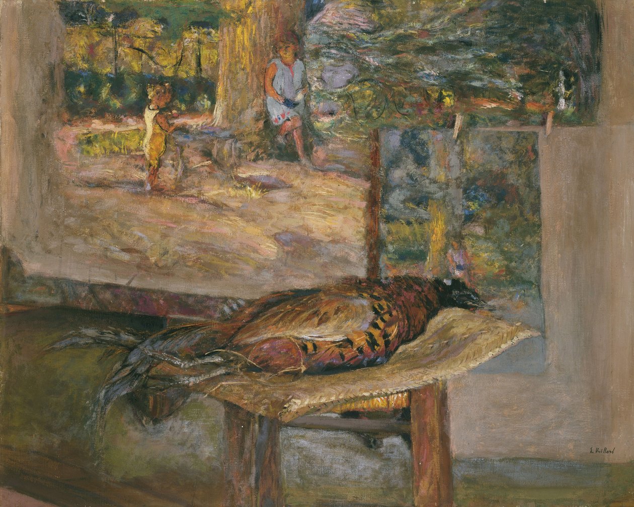 Resimli İç Mekan ve Sülün, 1928 (tuval üzerine tempera ve pastel) by Edouard Vuillard