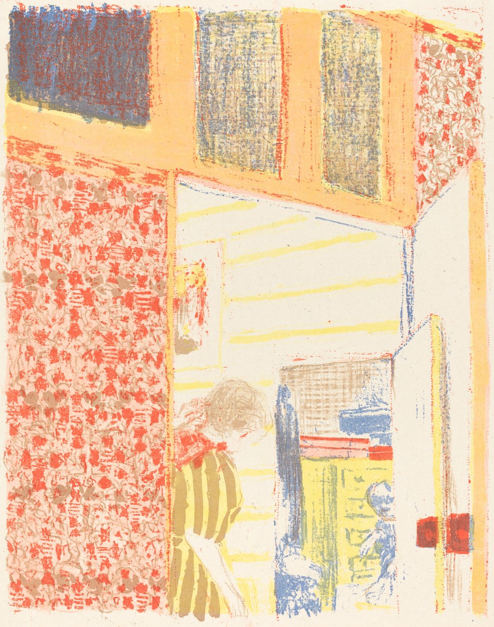 Pembe Duvar Kağıdı II ile iç mekan Interieur aux tenttures güller II, c. 1896 1899 yayınlandı. by Edouard Vuillard