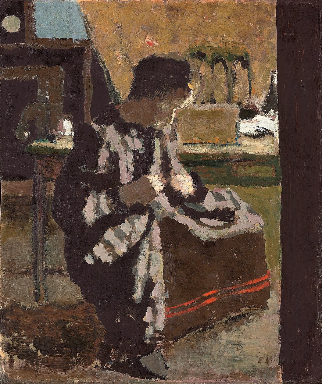 La Couture, c.1893 (gemiye serilmiş kağıt üzerine yağlı boya) by Edouard Vuillard
