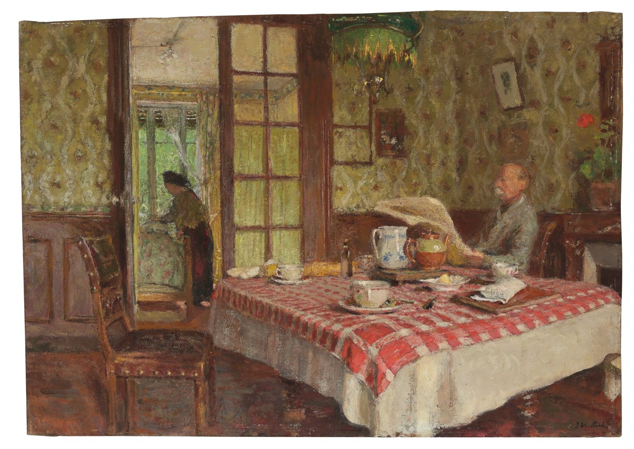 Yemek odasında okuma, Vaucresson, 1924 by Edouard Vuillard
