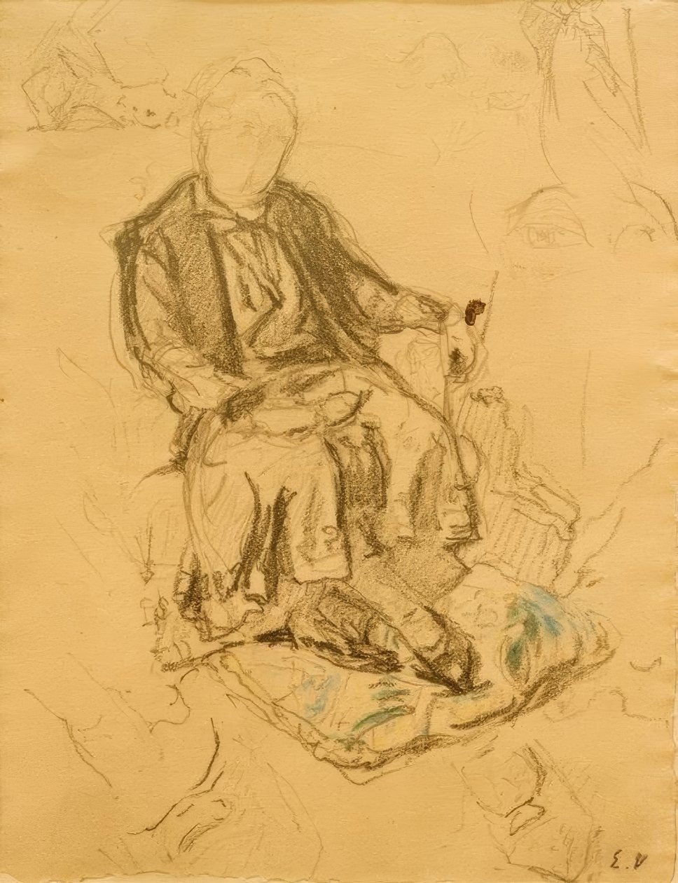 Madam Benard oturmuş, ayakları bir mindere dayamış by Edouard Vuillard