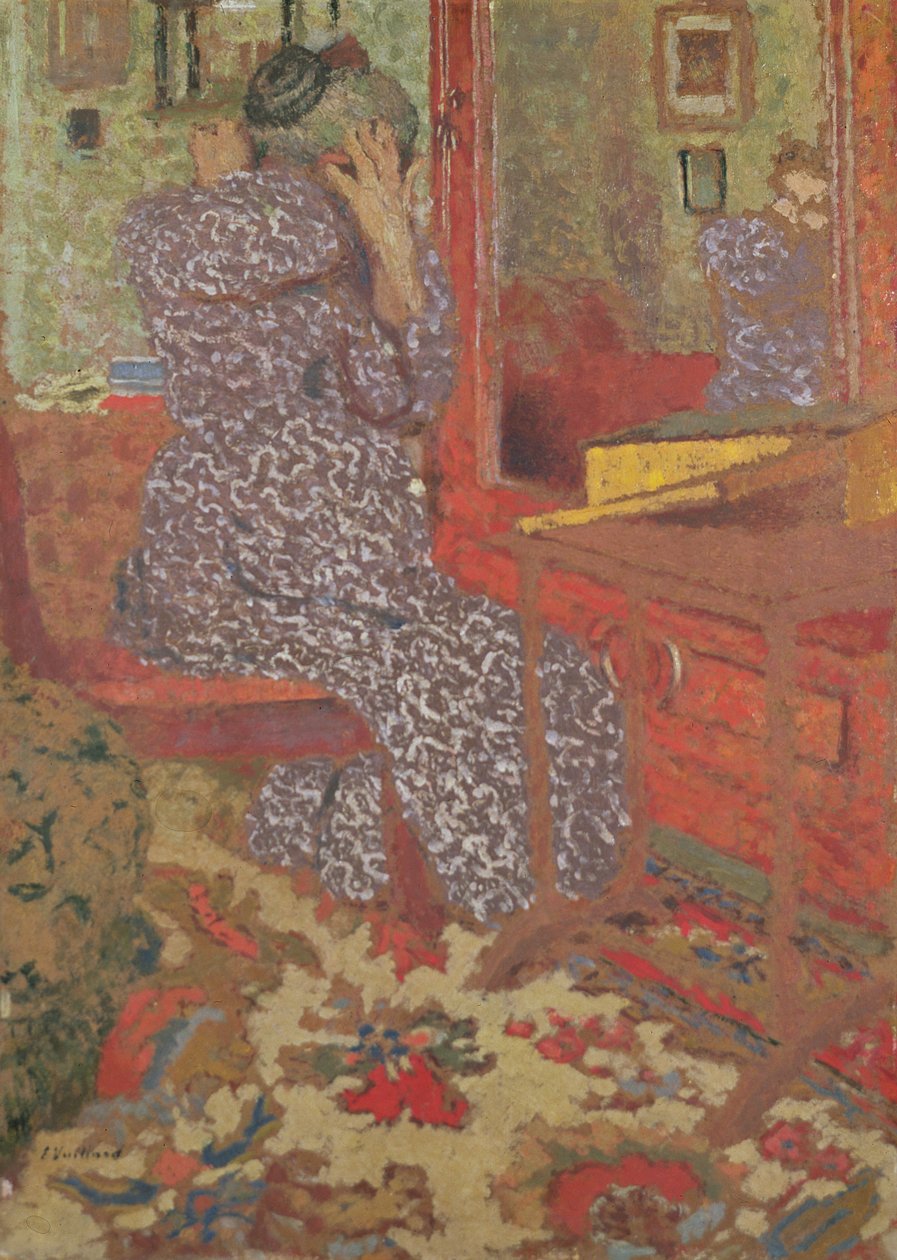 Madame Vuillard Saçını Düzeltiyor, 1900 (pano) by Edouard Vuillard