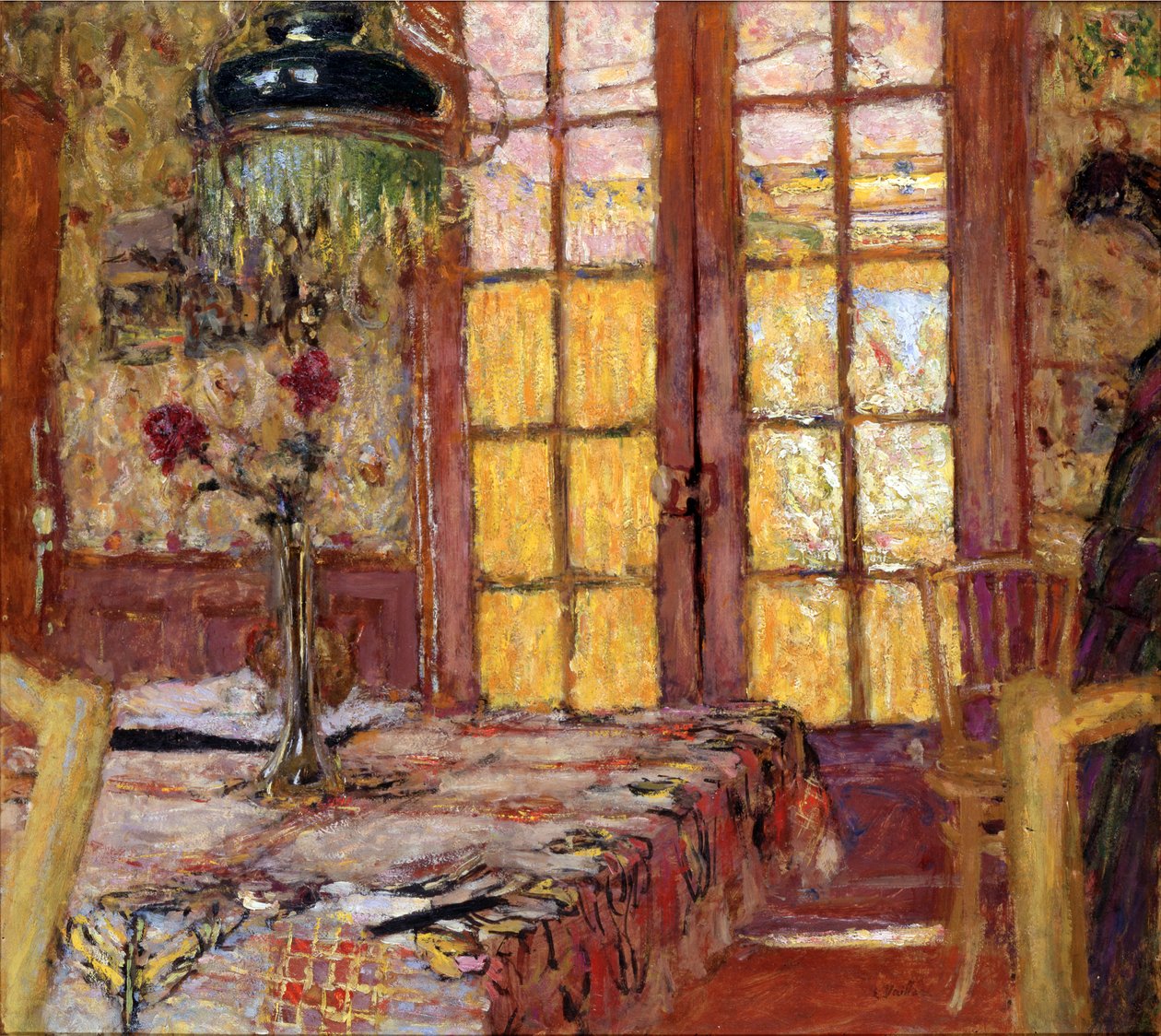 Madam Vuillard Yemek Odasında, Vaucresson, c.1919-25 (tahta üzerine yağlıboya) by Edouard Vuillard