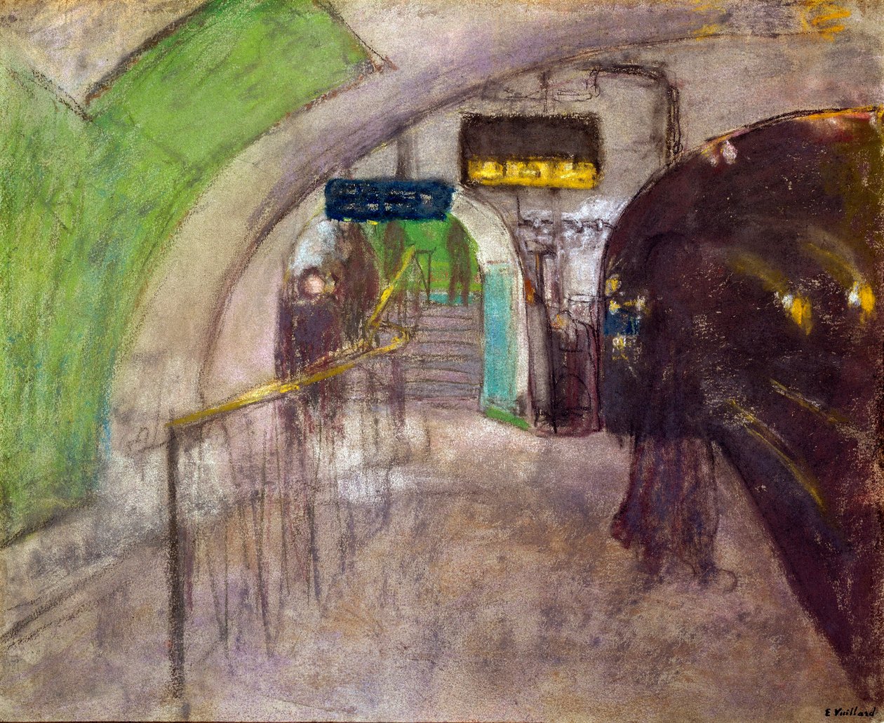 Metro İstasyonu Yeraltındaki rıhtımların görünümü, 20. yüzyıl (resim) by Edouard Vuillard