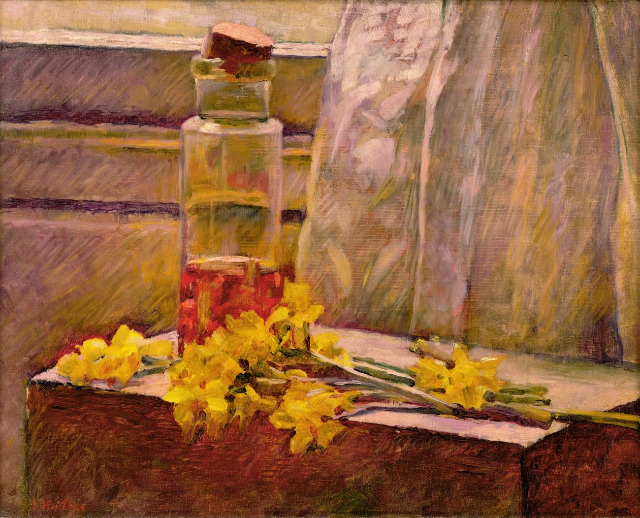 Bir masada bir kavanoz ile çiçek natürmort by Edouard Vuillard