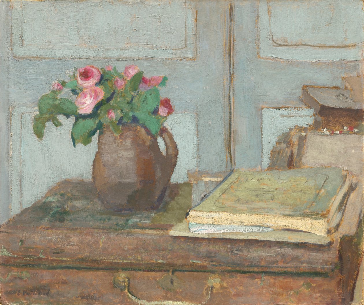 Sanatçının Boya Kutusu ve Yosun Gülleri, 1898. by Edouard Vuillard