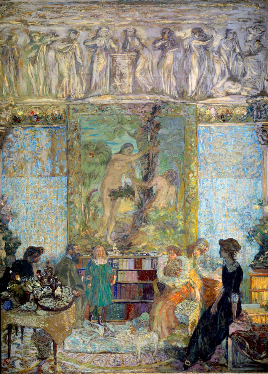 Kütüphane ön planda, Marguerite Caetani, Bassiano Prensesi by Edouard Vuillard
