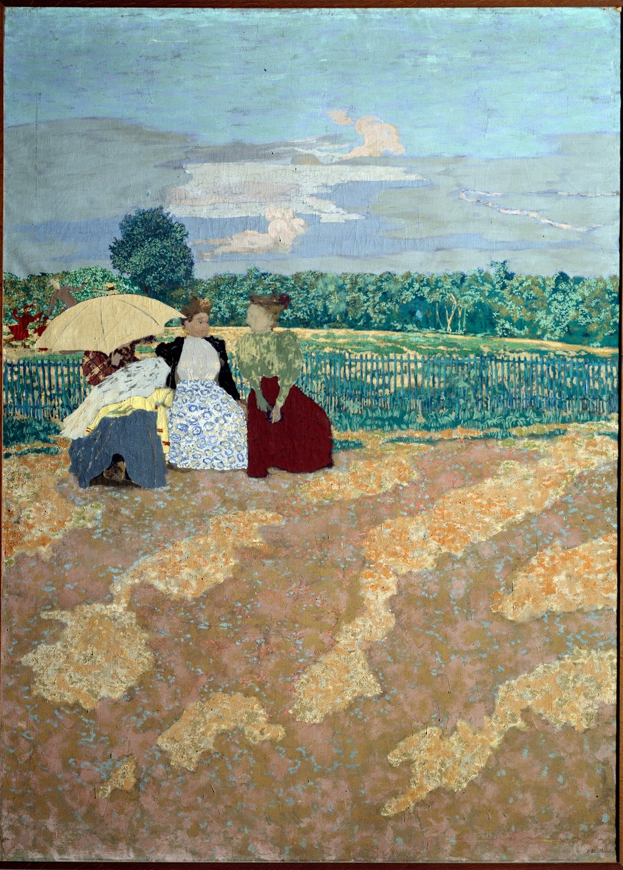 Halk bahçeleri: Konuşma (ortada) (üç parçadan detay) by Edouard Vuillard