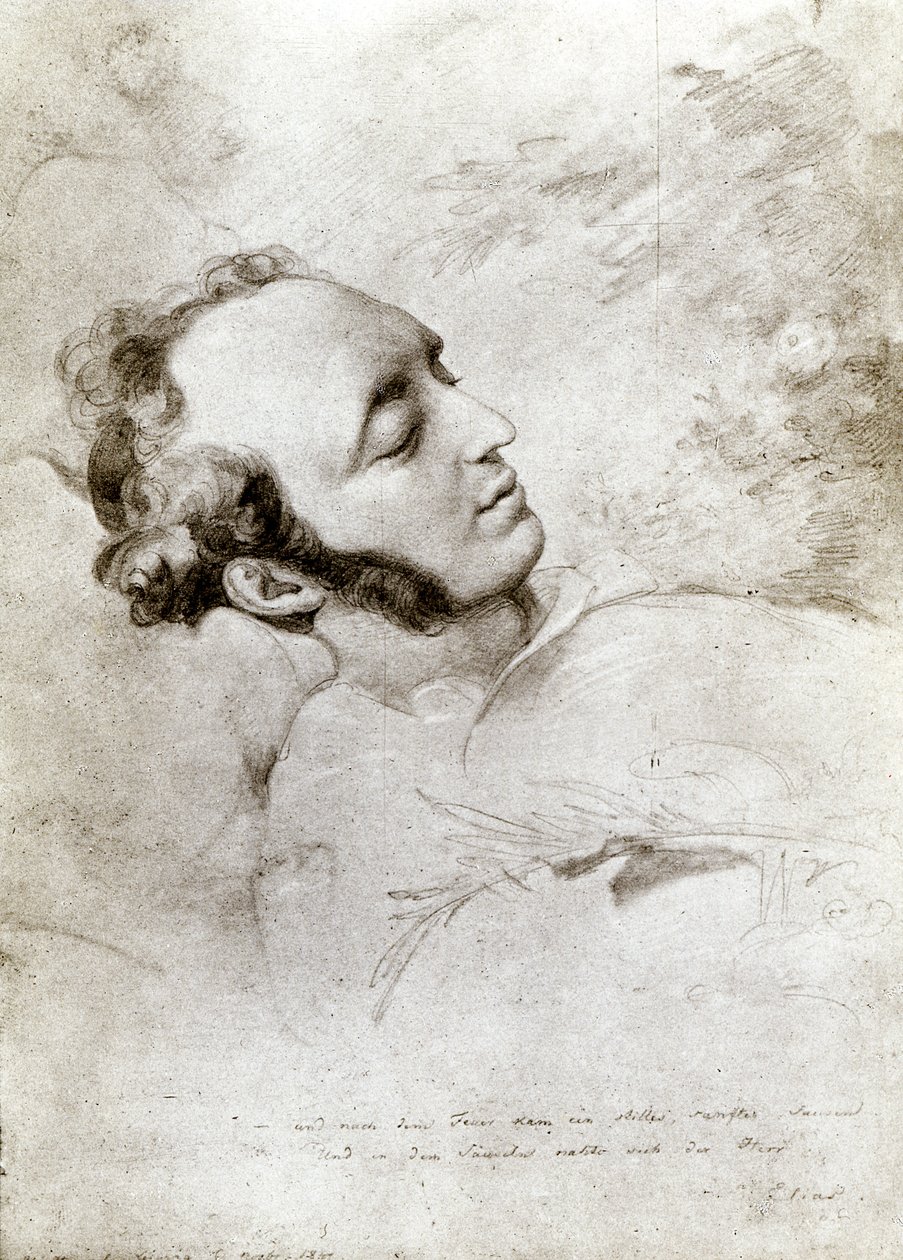 Felix Mendelssohn (1809-47) ölüm döşeğinde, 1847 dolayları by Eduard Bendemann