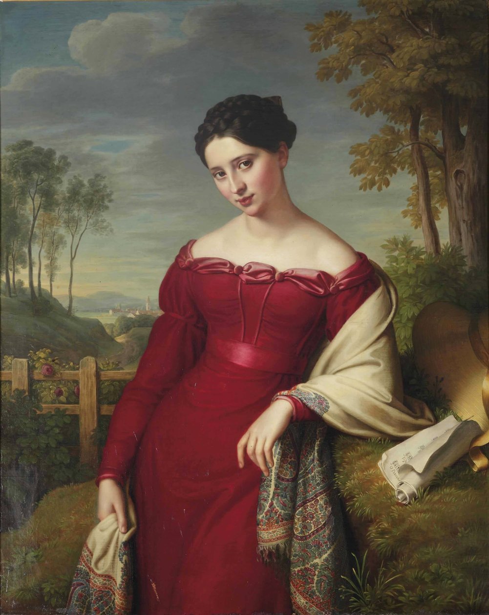 Genç, zarif bir bayanın portresi by Eduard Friedrich Leybold