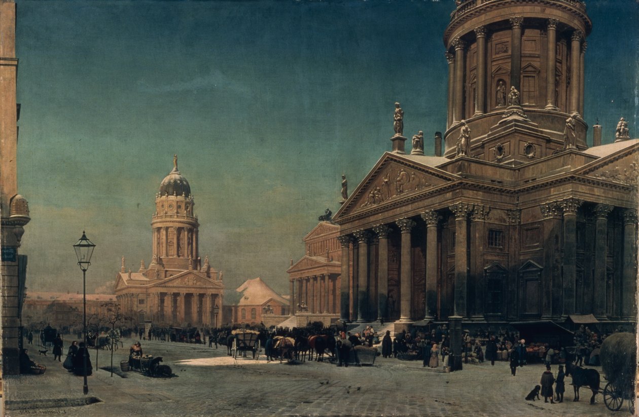 Kışın Gendarmenmarkt, 1857 by Johann Philipp Eduard Gartner