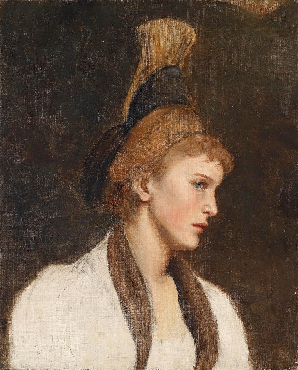 Altın kaputlu profildeki kadın by Eduard Veith
