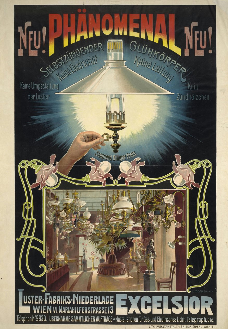 Excelsior. Kendiliğinden tutuşan akkor gövde, yaklaşık 1895-1900. by Eduard Döcker