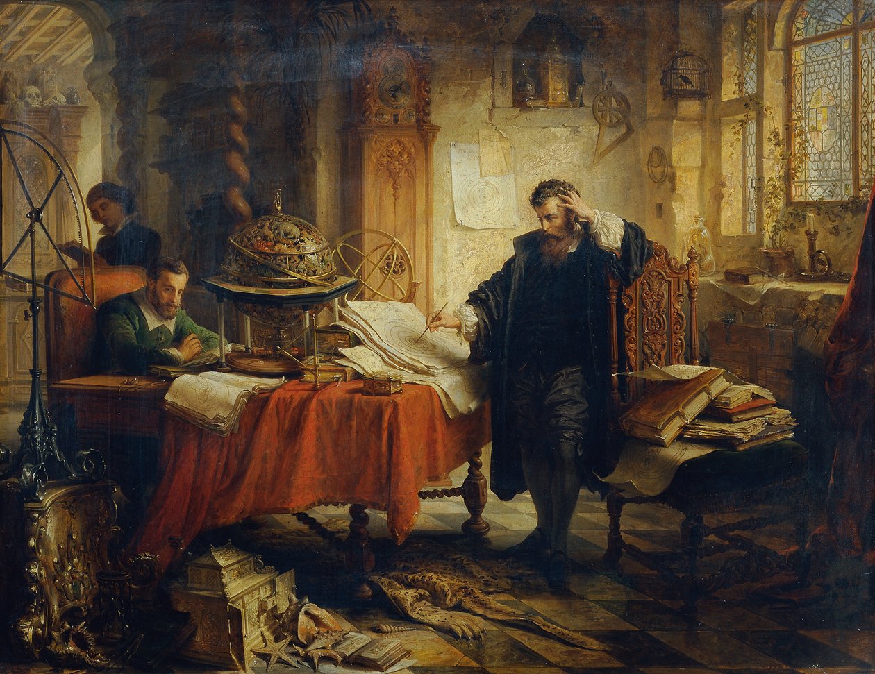 Kopernik gök cisimlerinin yörüngelerini çiziyor by Eduard Ender