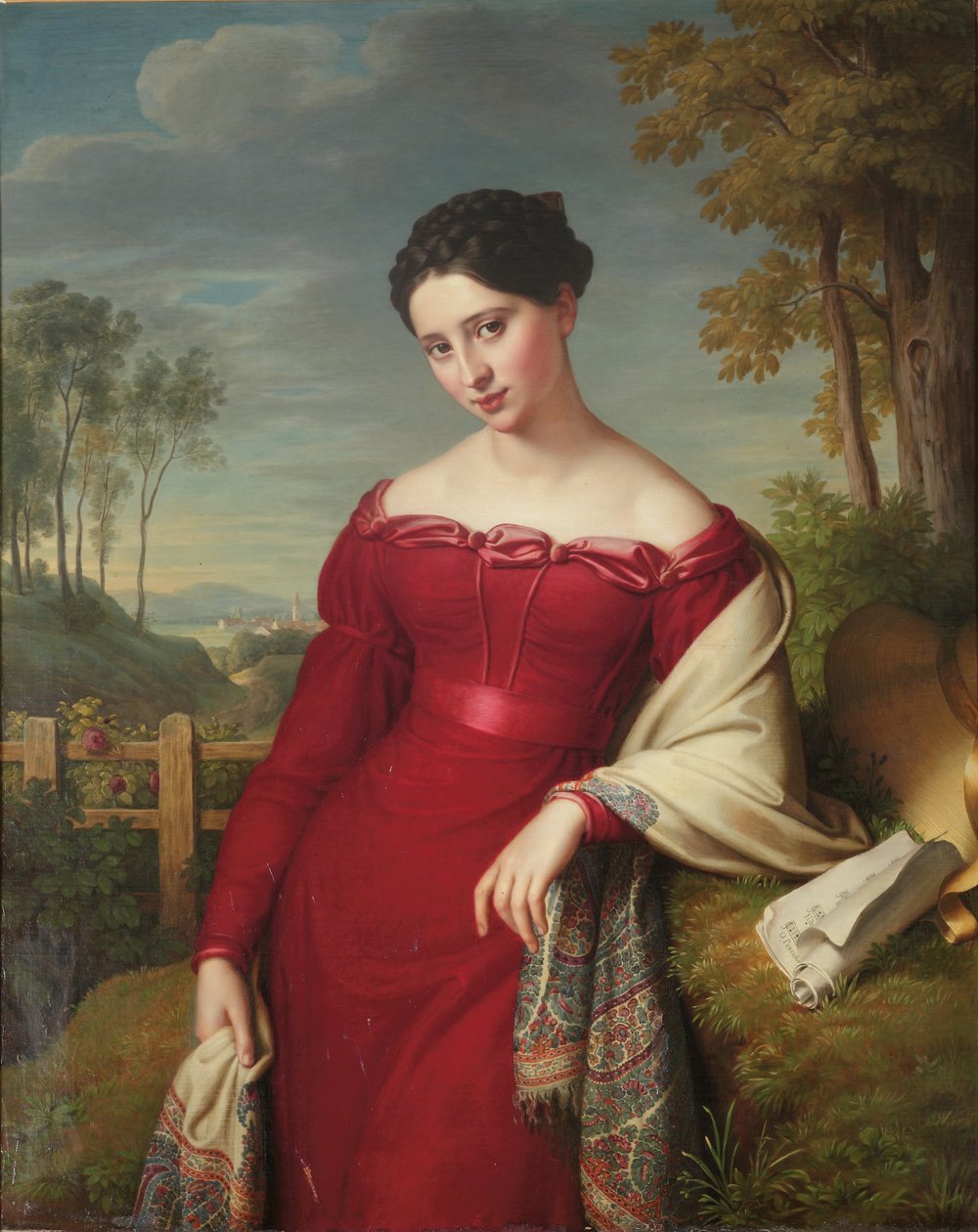 Genç, zarif bir bayanın portresi by Eduard Friedrich Leybold
