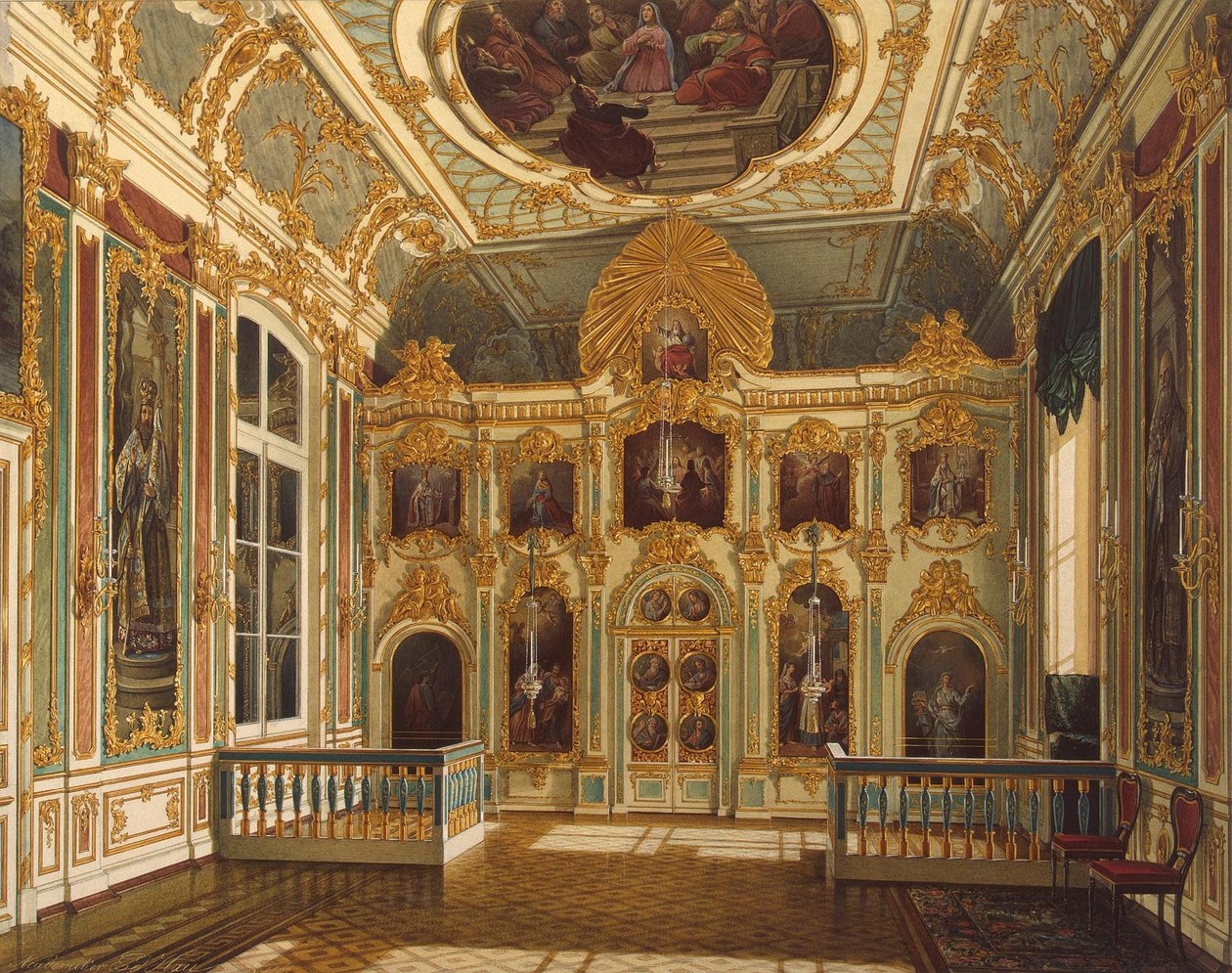 Kışlık Saray'daki Küçük Kilise'nin Görünümü, 1862 by Eduard Hau