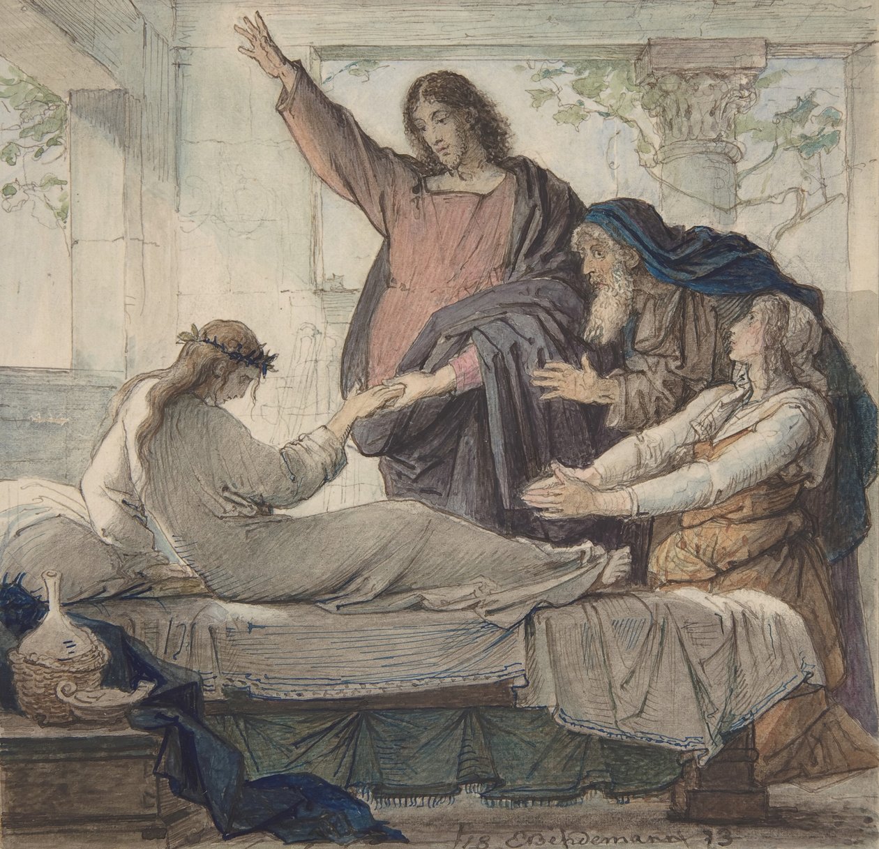 Jairus'un Kızının Yükselişi, 1873. by Eduard Julius Friedrich Bendemann