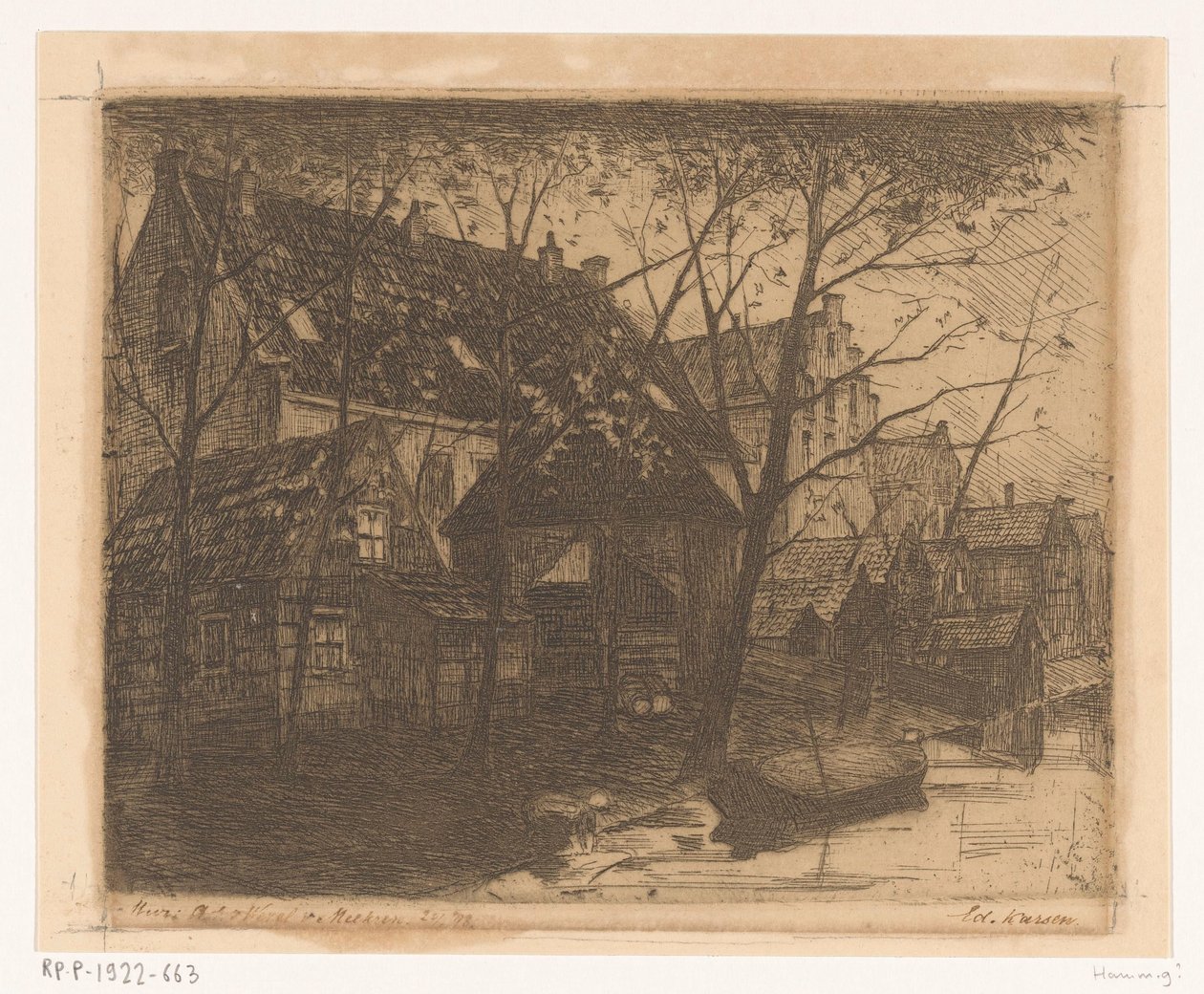 Su boyunca evlerin arkaları by Eduard Karsen (signed by artist)