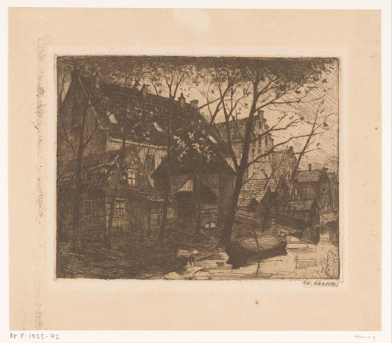 Su boyunca evlerin arkaları by Eduard Karsen (signed by artist)