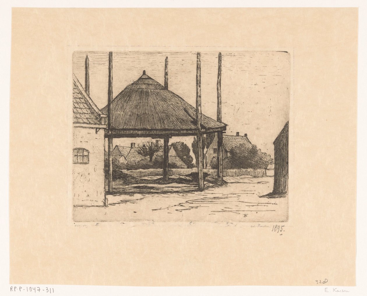 Boş saman ahır ile çiftlik by Eduard Karsen (signed by artist)