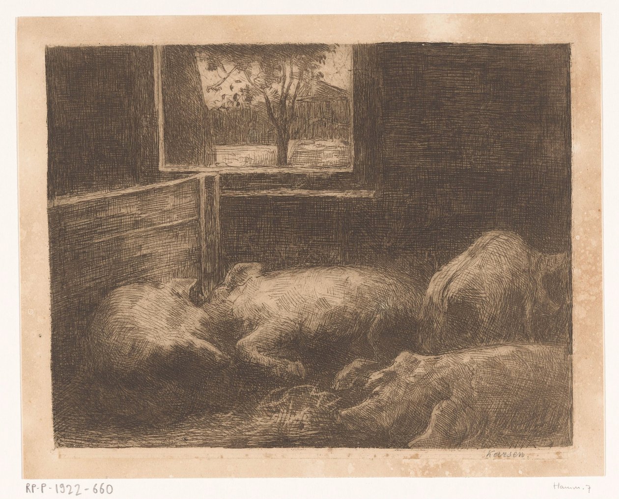 Domuzlar bir ahırda by Eduard Karsen (signed by artist)